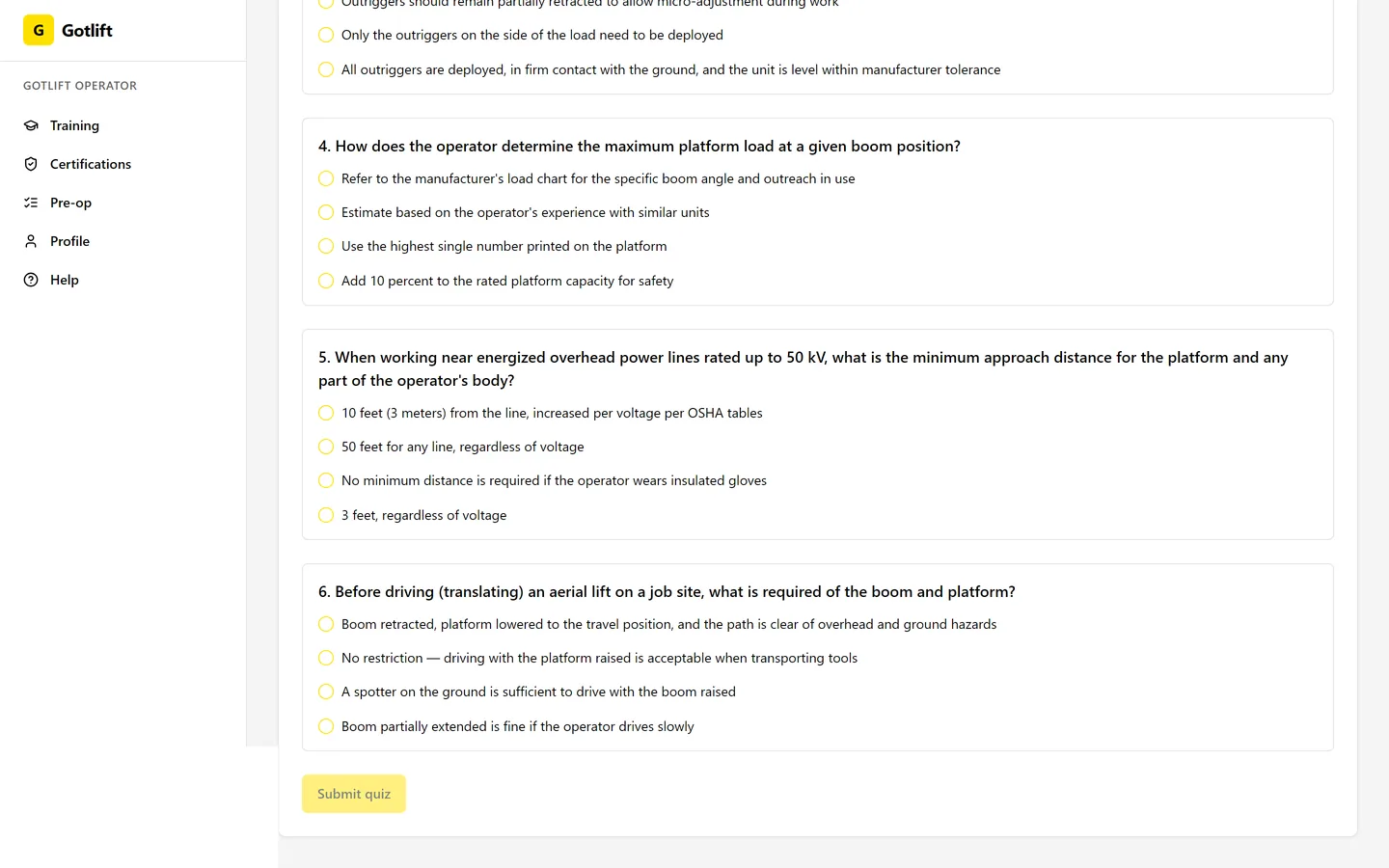 Gotlift: Orientation is a quiz, and it is not a formality: three failed attempts lock the machine.