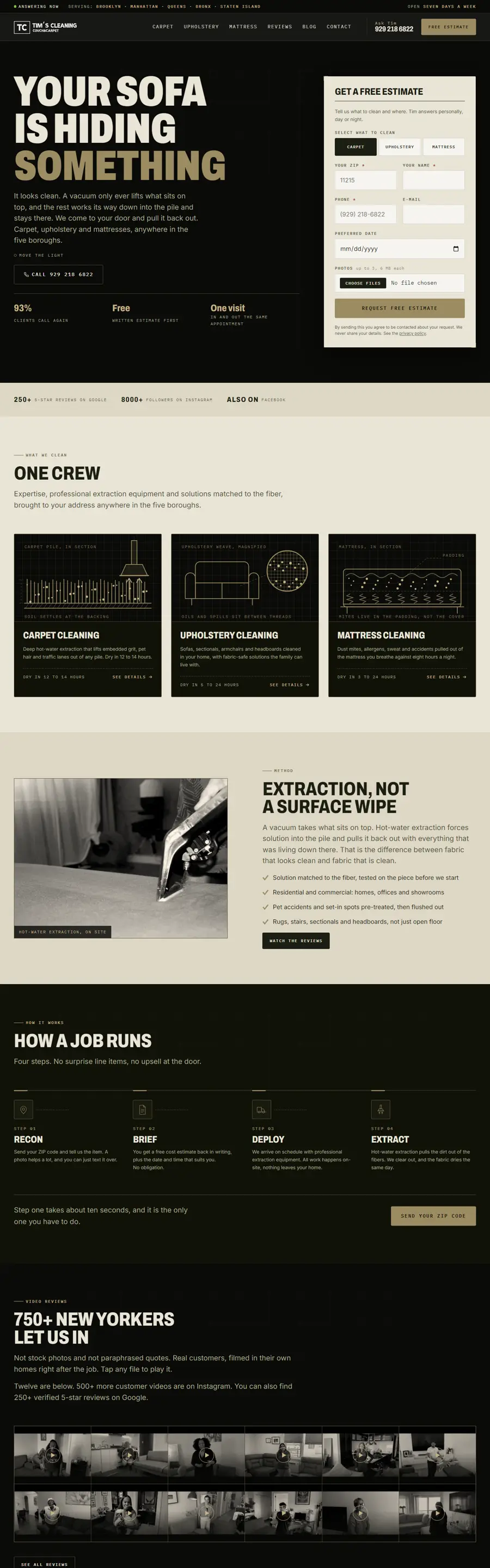 Tim's Cleaning: their page as it runs today